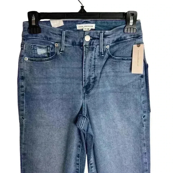 GOOD American Good Legs Straight With Split Back Pockets in Indigo127  Size 2/26 - Picture 3 of 9